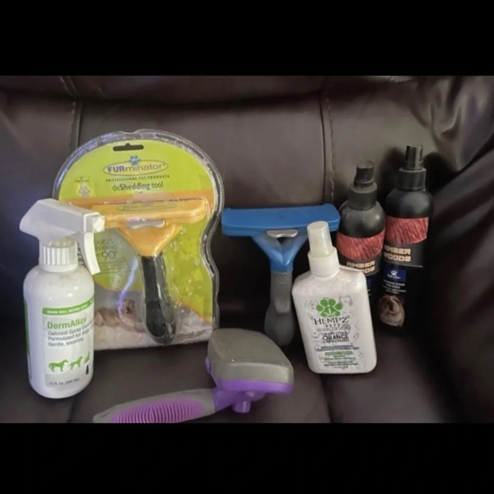 Dog grooming bundle brushes, combs, sprays deodorizer Hempz Dermallay NEW SEALED